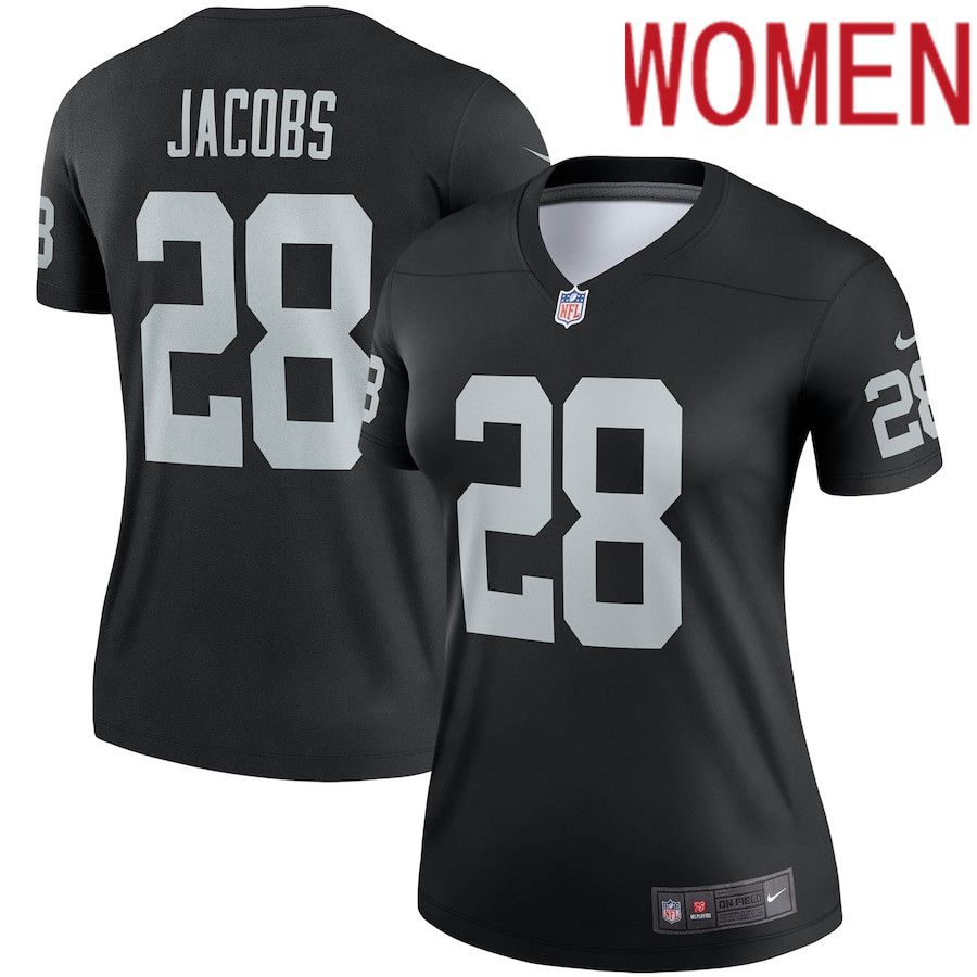 Women Oakland Raiders #28 Josh Jacobs Nike Black Legend NFL Jersey